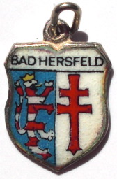 BAD HERSFELD, Germany - Vintage Silver Enamel Travel Shield Charm